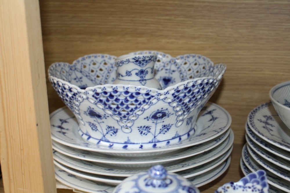 A collection of assorted Royal Copenhagen Blue Fluted tablewares